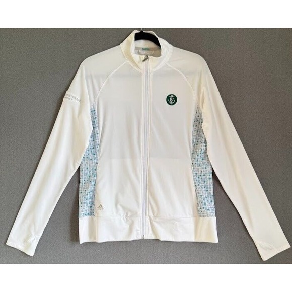 adidas Jackets & Blazers - Adidas Golf Jacket Women Medium White Full Zip  Northern Trust  Lightweight Logo